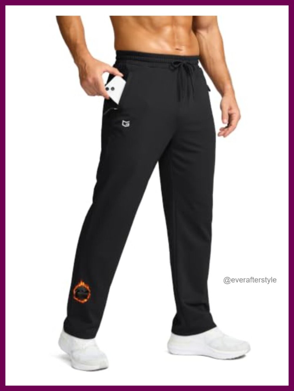 Fleece Lined Men's Track Pants Water Resistant 3 Zipper Pockets